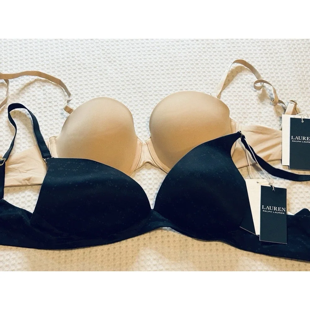 LAUREN RALPH LAUREN Lot Of 2 (NEW) 32D Wireless Full Coverage T-shirt Bras Luxe